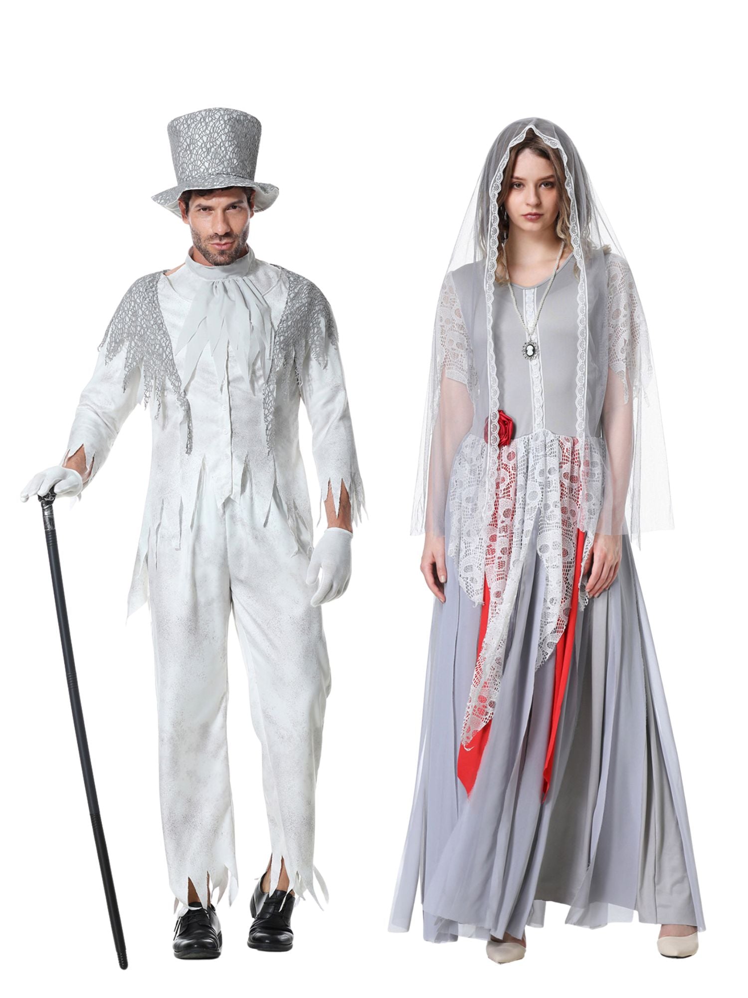 Corpse Bride Paar Kostüm für Erwachsene im klassischen Braut- und Bräutigam-Stil