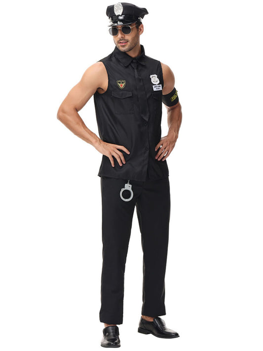 Polizei Kostüm für Herren im klassischen Uniform-Stil in Schwarz