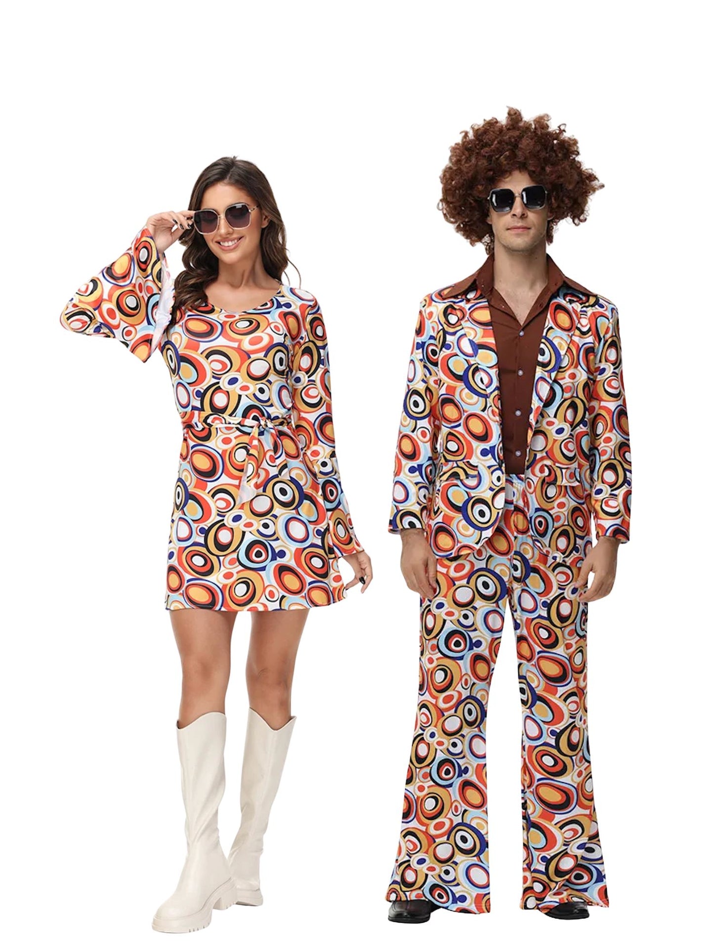 Ronderf | Retro Paar Kostüm | 70er 80er Disco Hippie Stil