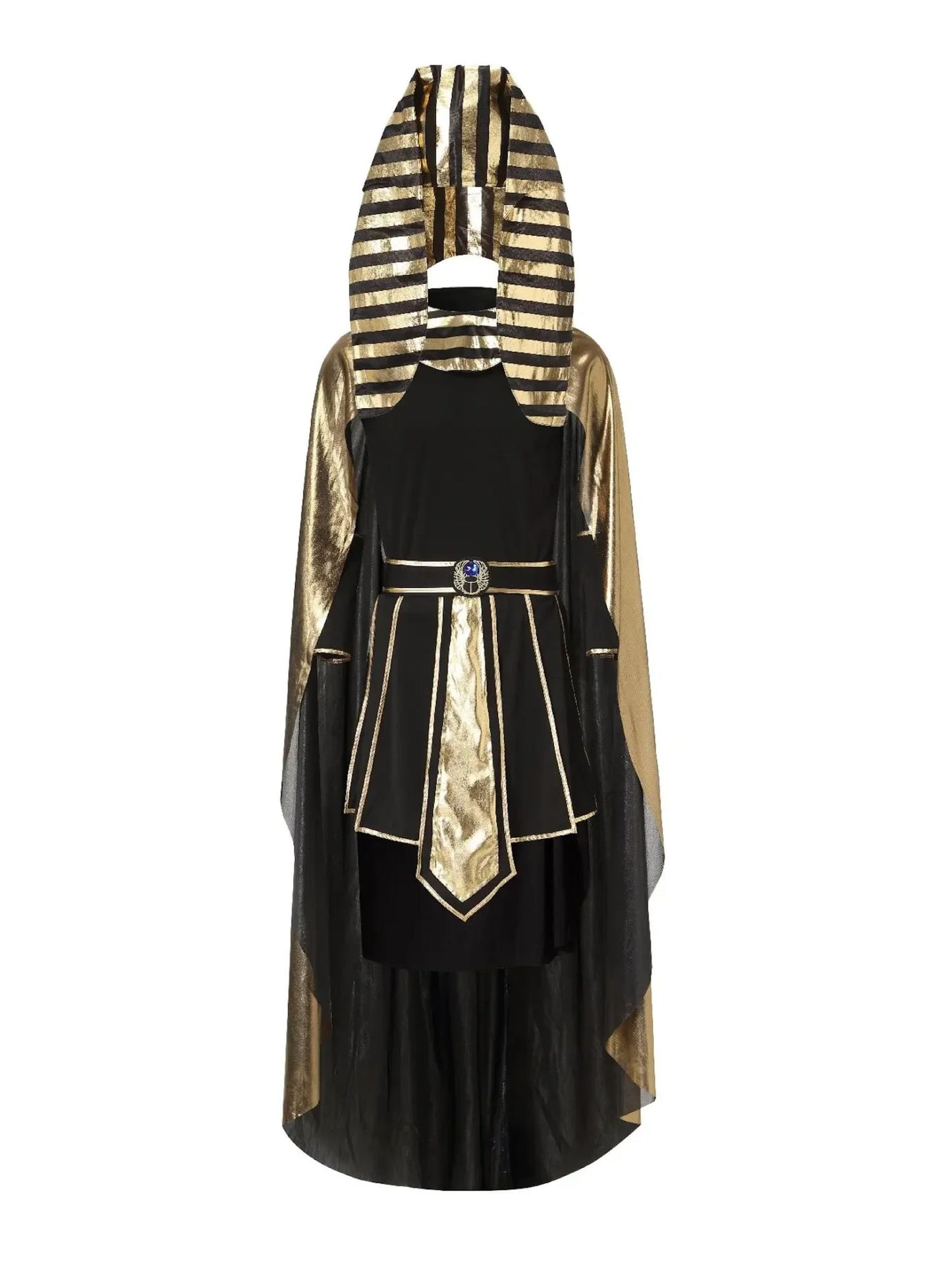 Ägyptisches Kostüm für Herren im antiken Pharao-Stil mit gold-schwarzem Design