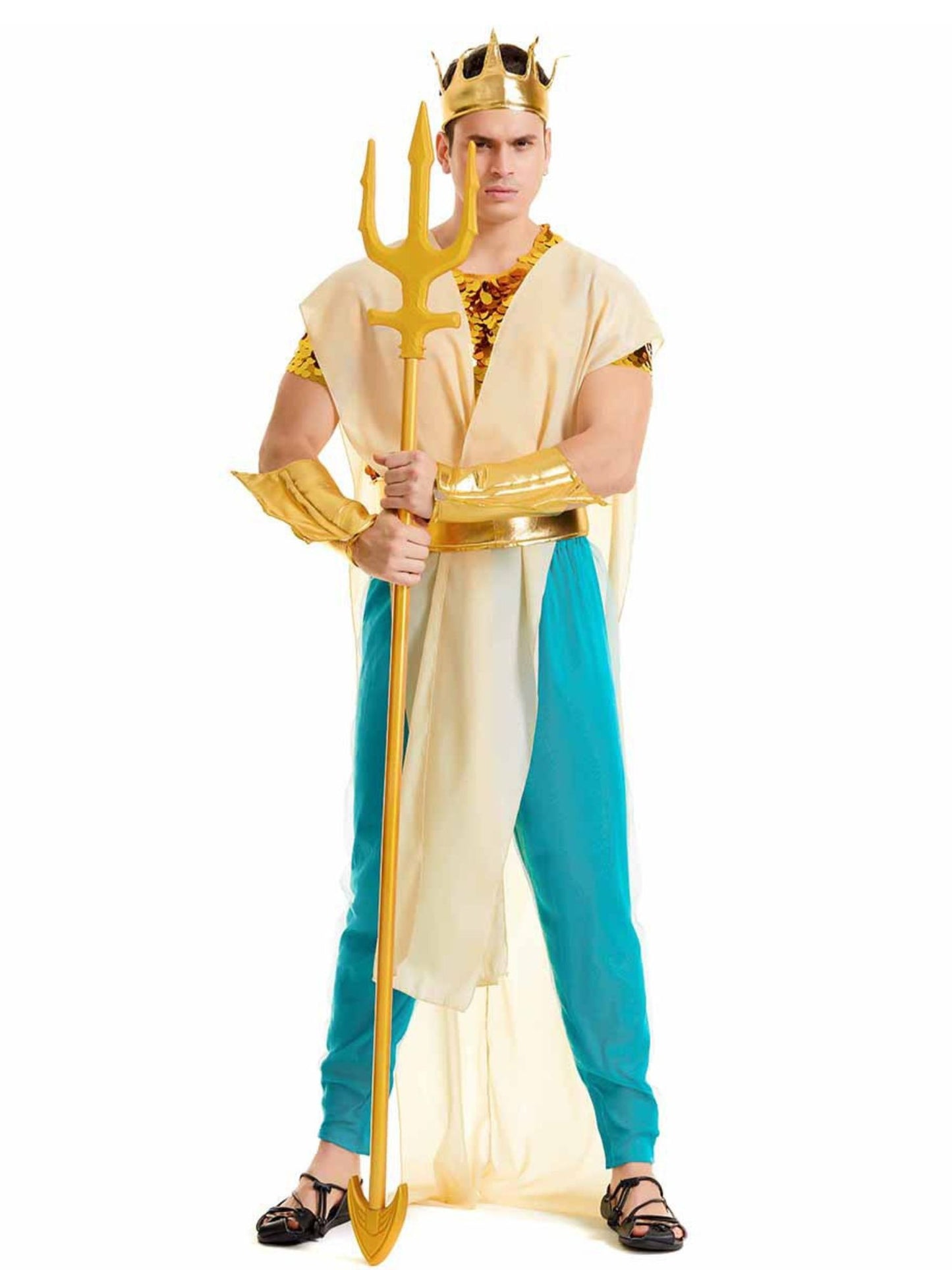 Ronderf | Meereskönig & Meereskönigin Paar Kostüm | Antikes Götter-Design